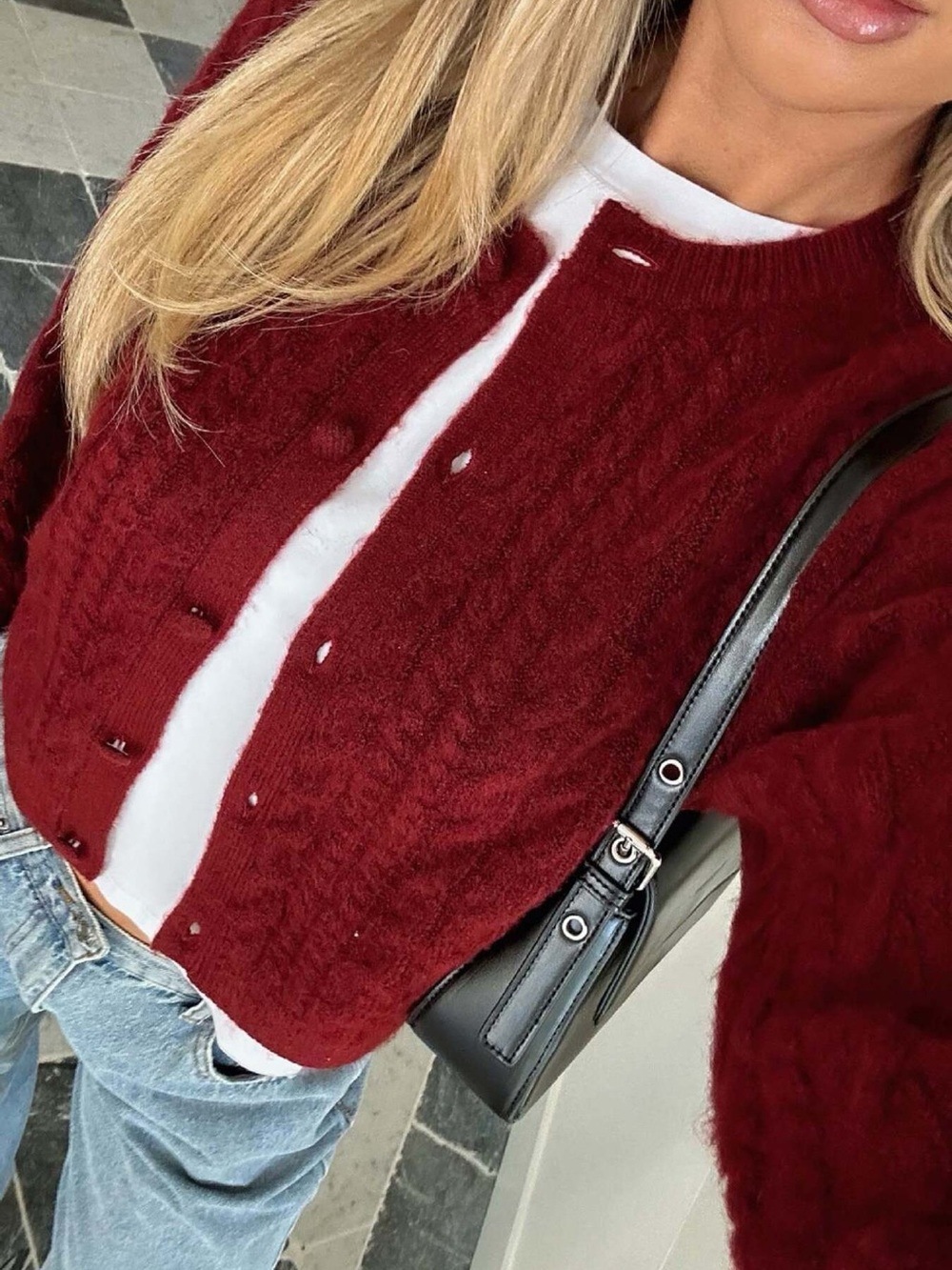 Cable Knit Button-Up Cardigan - Picture 2 of 9